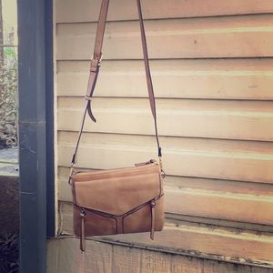 Tan faux leather cross body bag